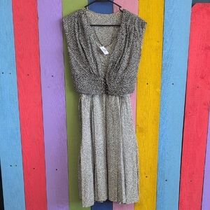 Vintage Black and White Sleeveless Sundress With Vest